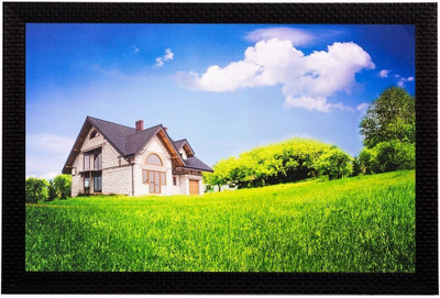eCraftIndia Home and Grass View Matt Textured UV Ink 14 inch x 20 inch Painting(With Frame)