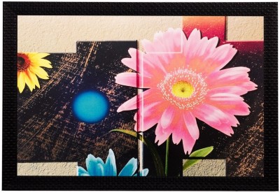 eCraftIndia Blue & Pink Floral Matt Textured UV Ink 14 inch x 20 inch Painting(With Frame)