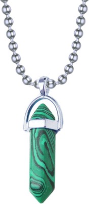 ZIVOM Malachite Green Stripes Rhodium Stainless Steel Pendant