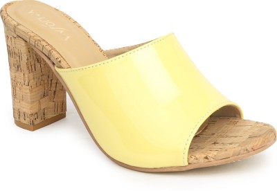 VALIOSAA Women Heels(Yellow , 4)