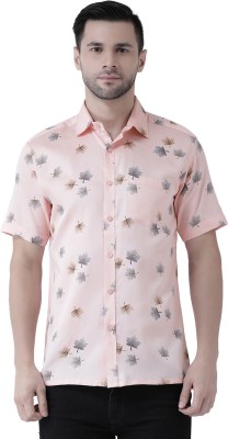 ZEAL Men Printed Casual Pink Shirt