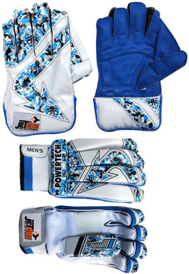 JetFire Regular Wicket Keeping Gloves With Batting Gloves (Blue) Wicket Keeping Gloves(Blue)