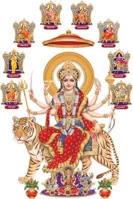 god & god's 61 cm Nav Durga Modern Art 172 Self Adhesive Sticker(Pack of 1)