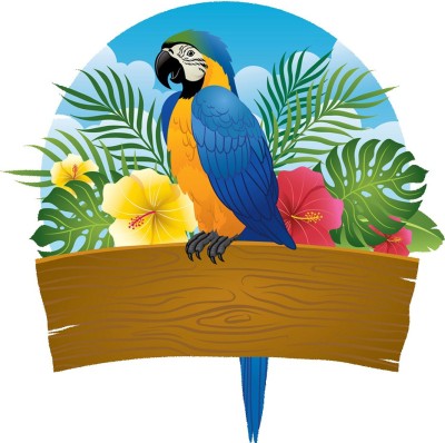 god & god's 41 cm Modern Art Parrot 294 Self Adhesive Sticker(Pack of 1)