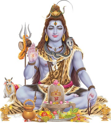 god & god's 38 cm Shiv Ji Modern Art 141 Self Adhesive Sticker(Pack of 1)