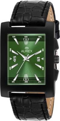 Aurex Elegant Green Dial Square Shaped Faux Leather Strap Premium