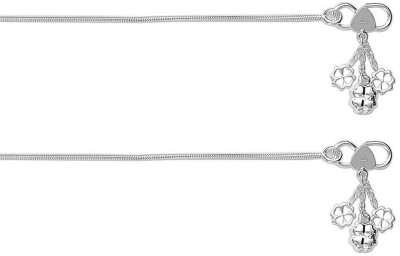 Rinayra Jewels Floral Charm Sterling Payal-ANK083 Sterling Silver Anklet(Pack of 2)