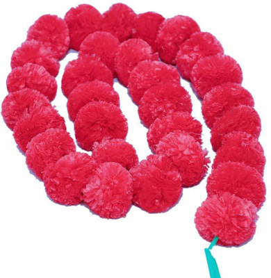 The Thaath Artificial Genda Phool, Toran for Diwali Decoration for home Red Set of 5 Red Marigold Artificial Flower(60 inch, Pack of 5, Garlands)