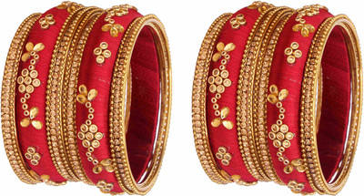 Zulka Get Your Traditions Metal, Fabric Zircon Bangle(Pack of 28)