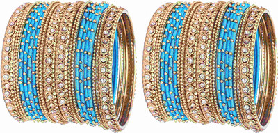 ZULKA Get your traditions Fabric, Metal Zircon Bangle(Pack of 40)