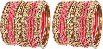 Zulka Get Your Traditions Metal, Fabric Zircon Bangle(Pack of 40)