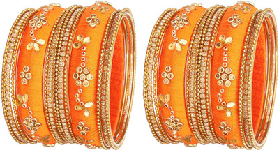 Zulka Get Your Traditions Metal, Fabric Zircon Bangle(Pack of 28)