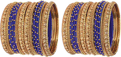 ZULKA Get your traditions Fabric, Metal Zircon Bangle(Pack of 40)