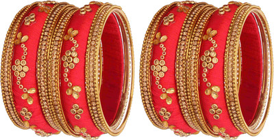 Zulka Get Your Traditions Metal, Fabric Zircon Bangle(Pack of 28)