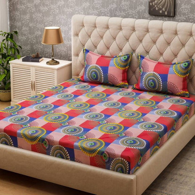 Yugam 144 TC Polycotton Double Printed Flat Bedsheet(Pack of 1, Multicolor)