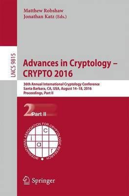 Advances in Cryptology - CRYPTO 2016(English, Paperback, unknown)