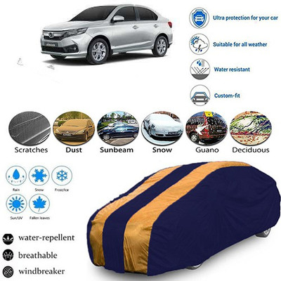 Bristle Car Cover For Honda Amaze (With Mirror Pockets)(Blue, Orange, For 2018, 2019 Models)