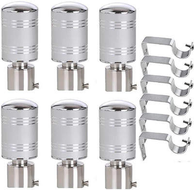 Siyara Silver Rod Rail Bracket Metal(Pack of 6)