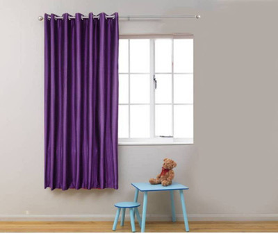 Styletex 151 cm (5 ft) Polyester Semi Transparent Window Curtain Single Curtain(Plain, Purple)