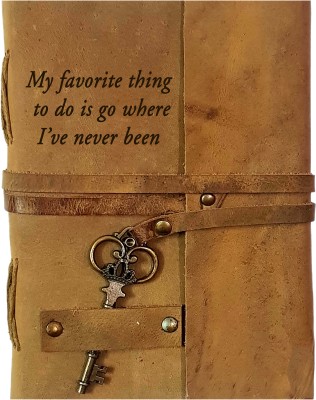 DI-KRAFT Leather Handmade Good Thought Printed Antique Key Lock Diary A5 Diary Unruled 200 Pages(Brown 4)