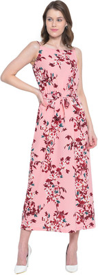 MAYRA Women Maxi Pink Full Length Dress