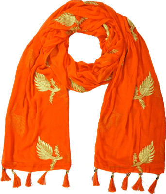 WHITEHEAVEN Chiffon Embroidered Women Dupatta