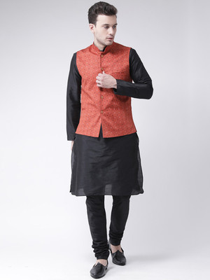 DEYANN Men Kurta Churidar Ethnic Jacket Set