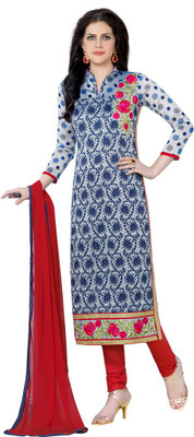 manvaa Poly Chanderi Embroidered Salwar Suit Material