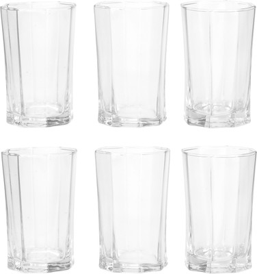 AFAST (Pack of 6) Beverage Tumbler Multipurpose Drinking Glass Set, Transparent, Round, B06 Glass Set Water/Juice Glass(330 ml, Glass, Clear)