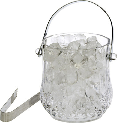 1st Time 1.05 L Glass Clear Glass New Design Ice Bucket With Handle & Tongs -A01 Ice Bucket(Clear)