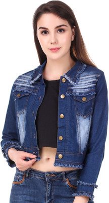 VOXATI 3/4th Sleeve Washed Women Denim Jacket
