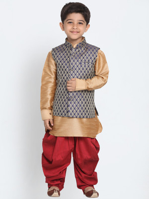 jbn CREATION Boys Festive & Party Ethnic Jacket, Kurta and Dhoti Pant Set(Gold Pack of 1)