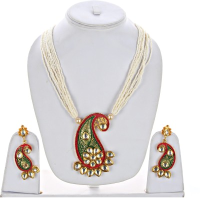 Lucky Jewellery Alloy Gold-plated White, Silver, Red Jewellery Set(Pack of 1)