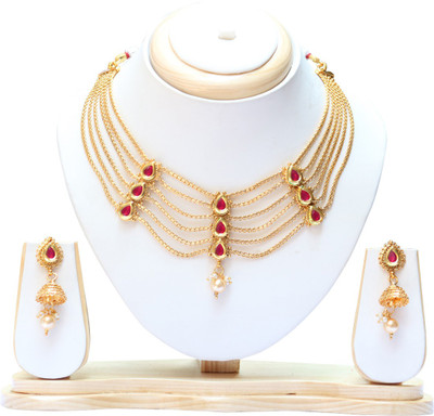 Ethnicking Alloy Gold-plated Red, Gold Jewellery Set(Pack of 1)