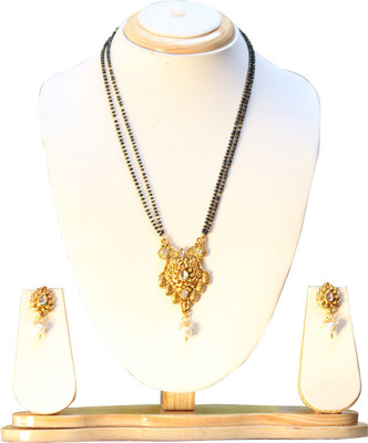 Swarajshop Alloy Gold-plated Gold, White, Black Jewellery Set(Pack of 1)