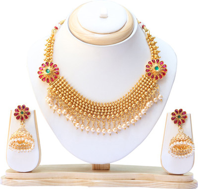 Swarajshop Alloy Gold-plated Red Jewellery Set(Pack of 1)