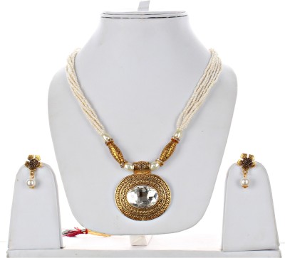 Lucky Jewellery Alloy Gold-plated White, Gold Jewellery Set(Pack of 1)