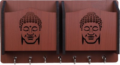 SEHAZ ARTWORKS SmileBuddha-BR-KeyHolder Wood Key Holder(7 Hooks, Brown)