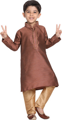 VASTRAMAY Boys Festive & Party Kurta and Churidar Set(Maroon Pack of 1)
