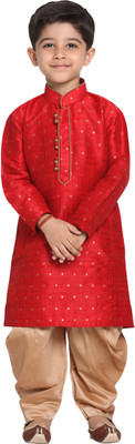 VASTRAMAY Boys Festive & Party Kurta and Dhoti Pant Set(Red Pack of 1)