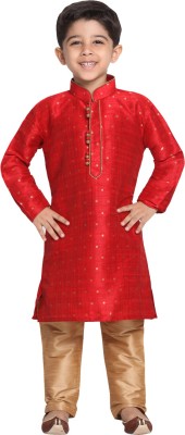 VASTRAMAY Boys Festive & Party Kurta and Churidar Set(Maroon Pack of 1)