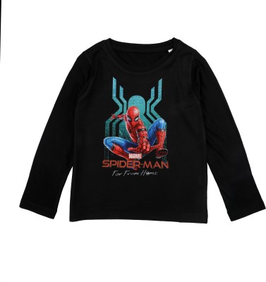 Marvel Spider Man Boys Printed Polycotton Regular T Shirt(Black, Pack of 1)