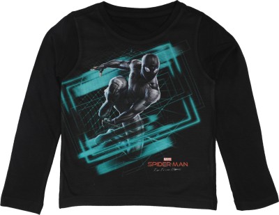 Marvel Spider Man Boys Printed Polycotton T Shirt(Black, Pack of 1)