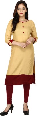 Boutique Ever Women Solid Straight Kurta(Beige)