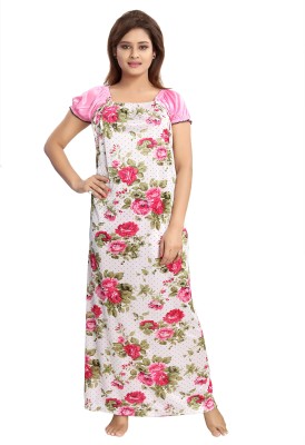 Babesa Women Nighty(White, Pink, Green)