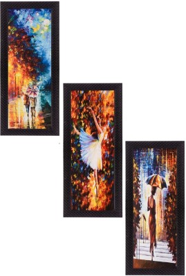 eCraftIndia Set Of 3 Beautiful Loving Couple Satin Matt Texture UV Ink 16 inch x 7 inch Painting(With Frame, Pack of 3)