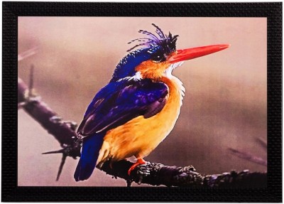 eCraftIndia Beautiful Bird Matt Textured UV Ink 14 inch x 20 inch Painting(With Frame)