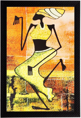 eCraftIndia Abstract Lady Matt Textured UV Ink 20 inch x 14 inch Painting(With Frame)