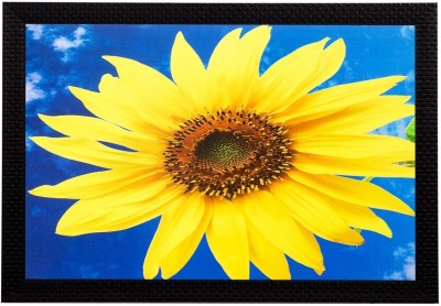 eCraftIndia Sunflower Matt Textured UV Ink 20 inch x 14 inch Painting(With Frame)