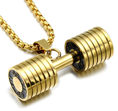 ZIVOM Dumbbell Barbell Gold-plated Stainless Steel Pendant